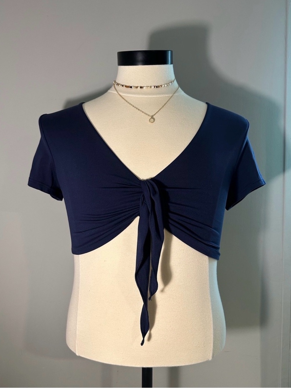 aerie Navy Front-Tie Crop Top